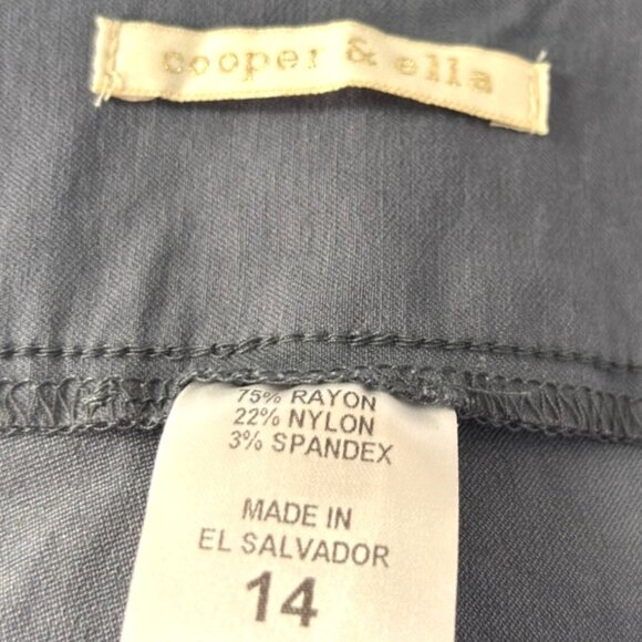 Cooper & Ella Gray Mid Rise Flat Front Straight Ankle Trouser Pants Plus Size 14 - Picture 5 of 7